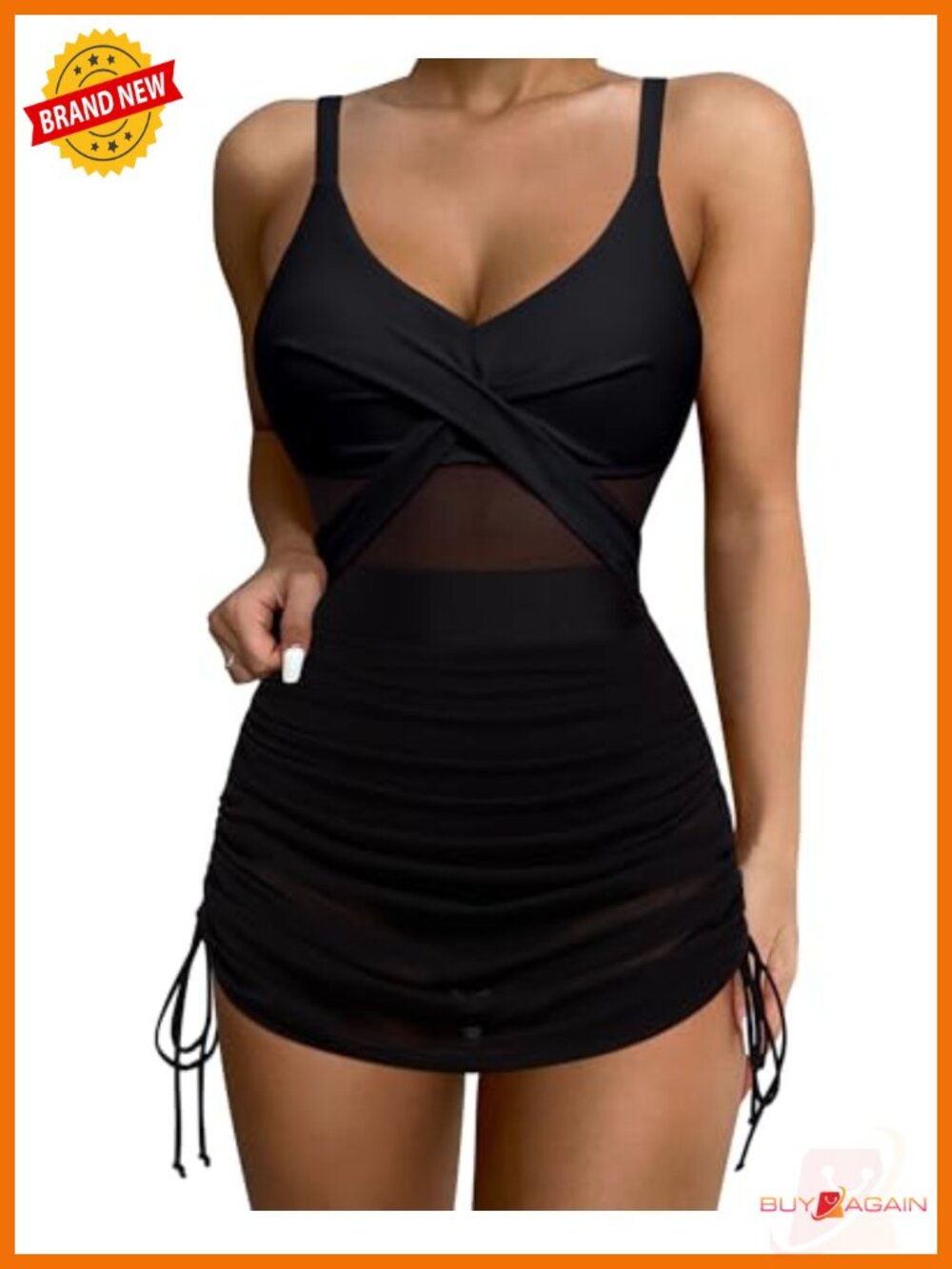 One Piece Swim Dress Tummy Control Mesh Bathing Suit Swimsuit